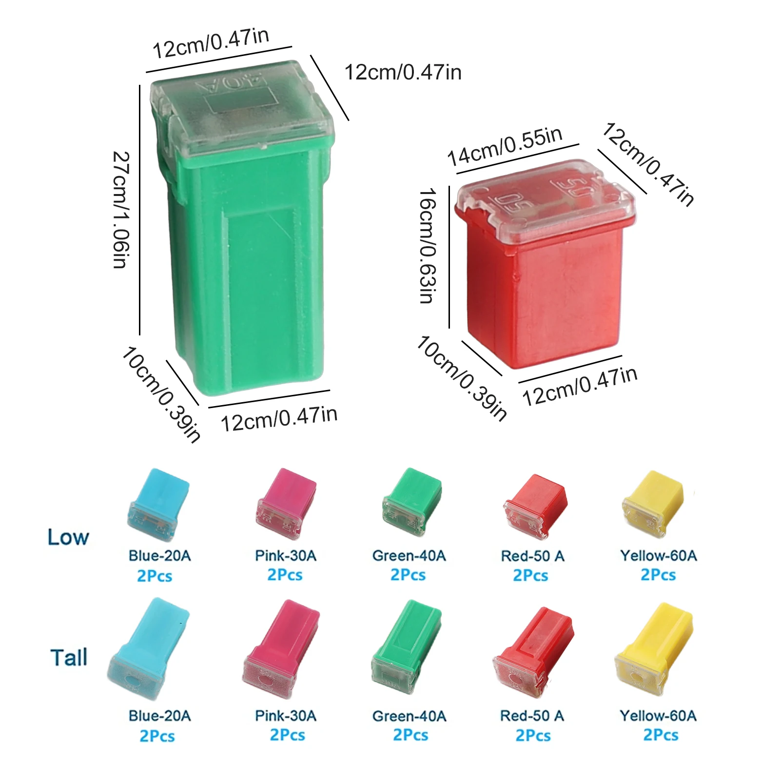 Auto Fuse Mini Square Fuse Set for Fuse Panels and Wiring Harnesses of For 2060A Compatible with Automotive Cars