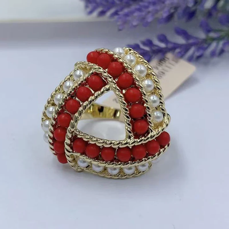 

Korean Retro Pearl Beaded Ring for Women Fashion Party Finger Ring Luxury Female Girl Jewelry Women Gift