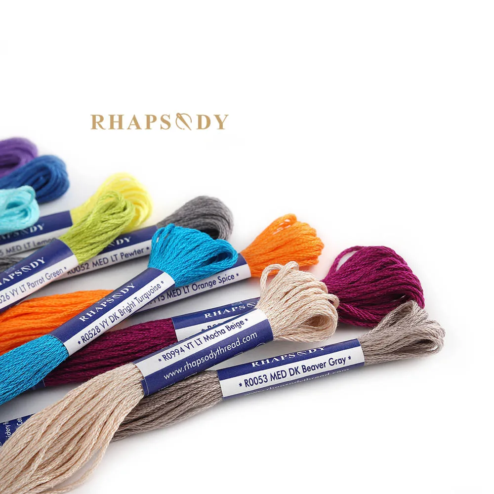 Rhapsody 6 fili DMC esclusivo 16 colori ricamo filo interdentale perla cotone egiziano punto croce 8.7 Y doppio mercerizzato 18 pz/set