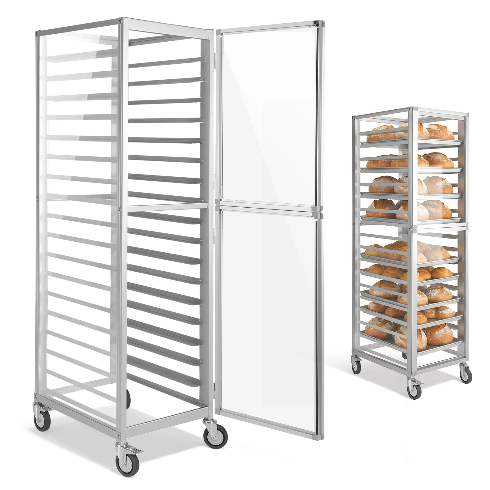 18팬 4인치 간격 알루미늄 상업용 베이커리 랙 18.5x24.6x70인치 상업용 헤비 듀티 번 랙 주방 가정용 빵 굽기용