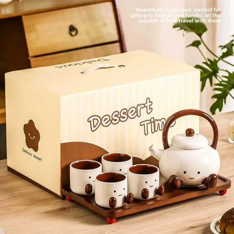 Chubby Foot Tea Set Set Ceramic Teapot Household Water Kettle Water Cup Housewarming New Home Wedding Gift