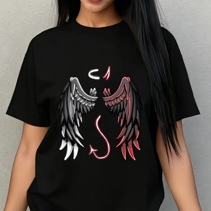 Half Angels, Half Demons Women's Plus Size T-Shirt 100% Cotton 220g