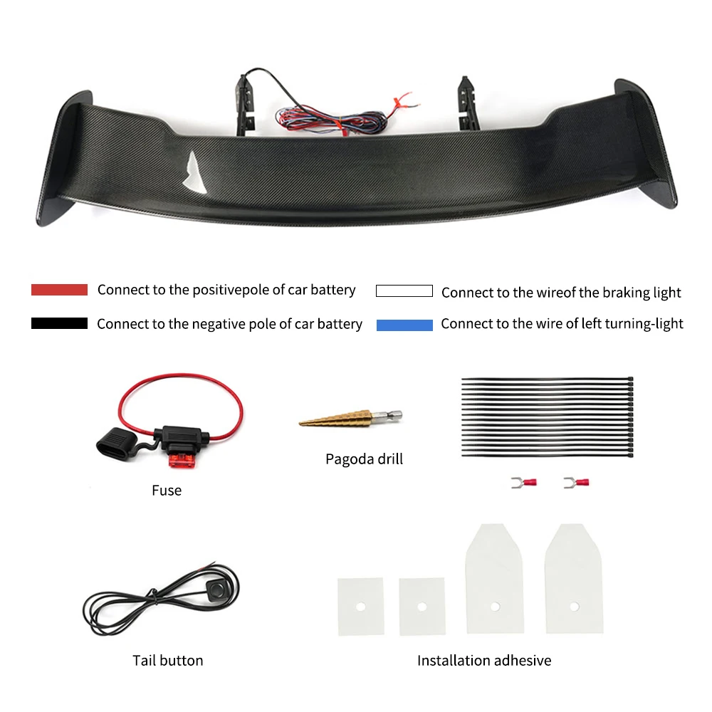 Electric Automatically Rear Spoiler GT Style Car Electric Spoiler Carbon Fiber Adjustable Universal Electric Spoiler