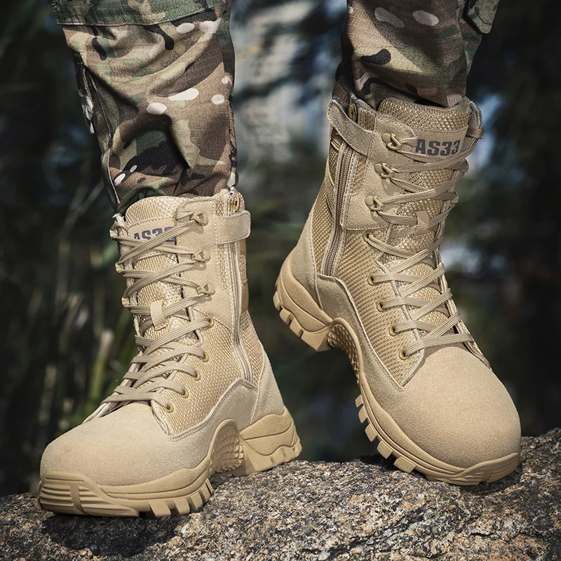 Men Big Size Brand Military Boots Outdoor Non Slip Hiking Boots Tactical Desert Combat Ankle Boots Army Work Shoes Men Sneakers