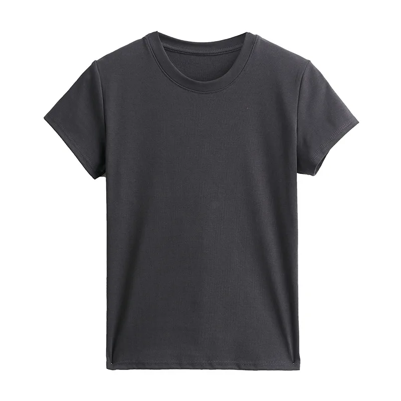 القطن الجولة الرقبة تي شيرتات قصيرة الاكمام المرأة الربيع والصيف عادية بسيطة بلايز المرأة Blusas Femininas تي شيرت فام