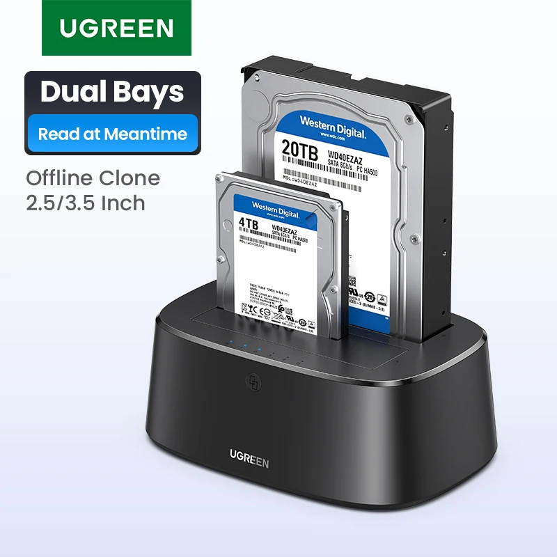 UGREEN – Station d'accueil pour disque dur SATA vers USB 3.0, adaptateur pour 2.5 3.5 SSD, boîtier pour disque dur