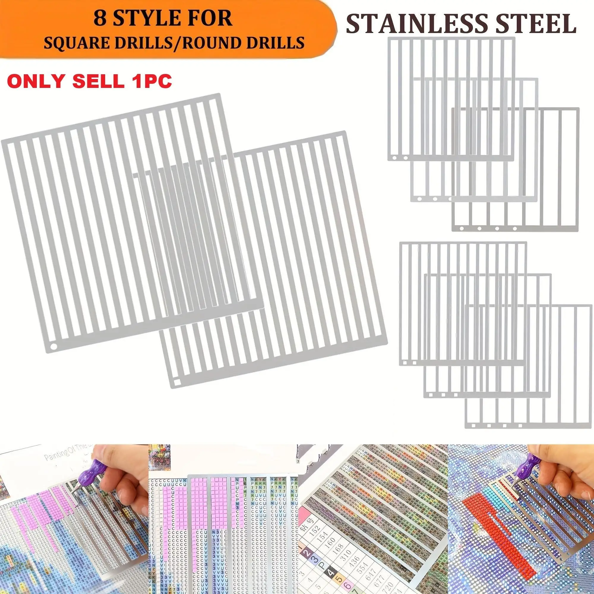 Stainless Steel Diamond Painting Ruler, 1/2/3/4 Rows, Suitable for Square Diamonds/Round Diamonds, Advanced Diamond Alignment Tool
