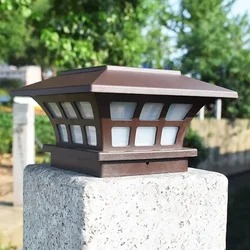 Luzes solares do poste, luz exterior da tampa do poste para a plataforma ou do pátio da cerca, tampa movida a energia solar, iluminação conduzida smd quente/branca da segurança do quintal