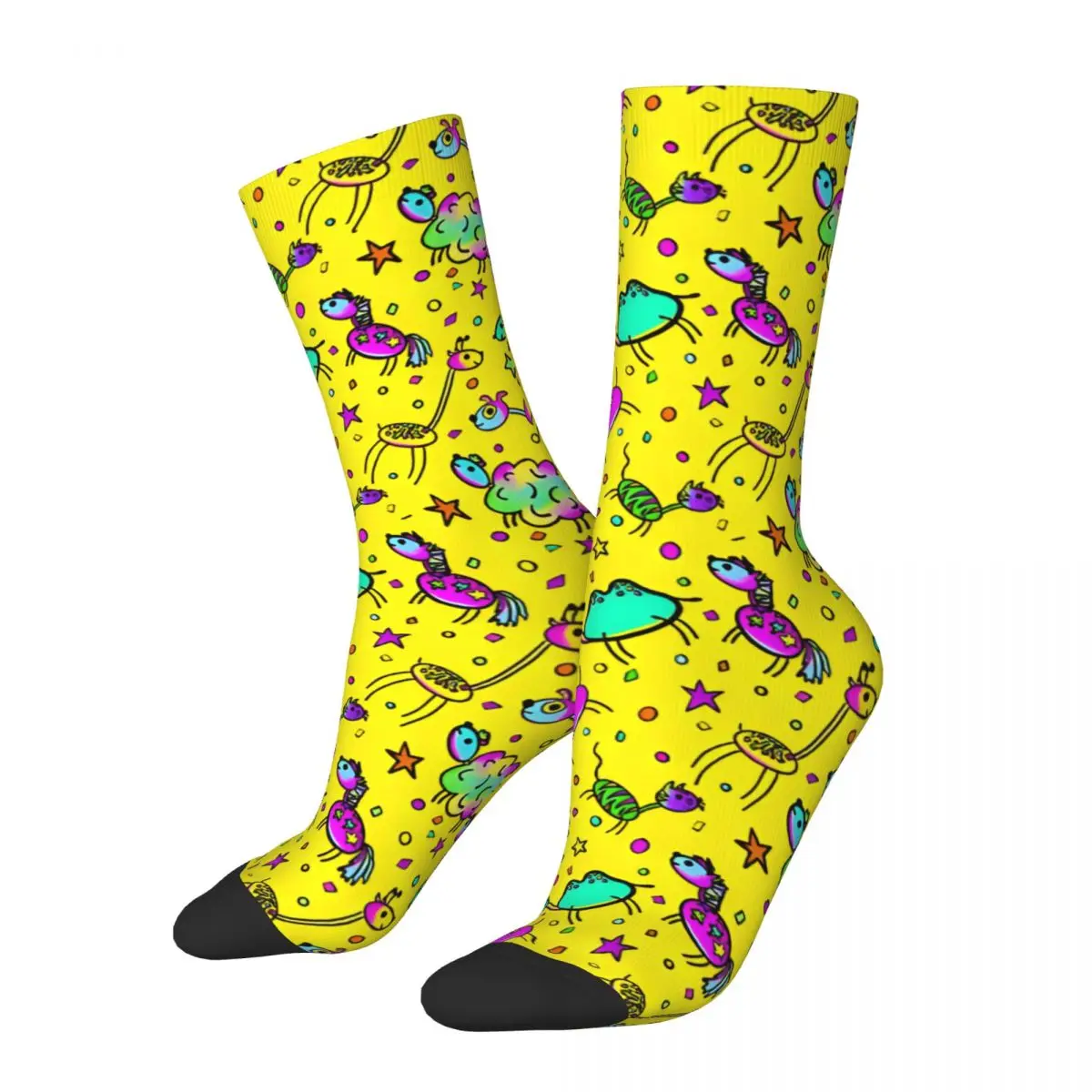 Brightly Coloured Baby Animals Small_1 Men's Socks Vintage Harajuku Street Style Novelty Seamless Crew Sock