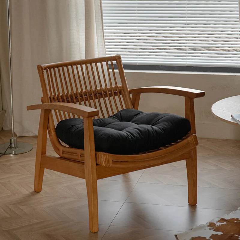 Nordic solid wood rattan sofa living room balcony leisure reading chair B & B teahouse single sofa armchair