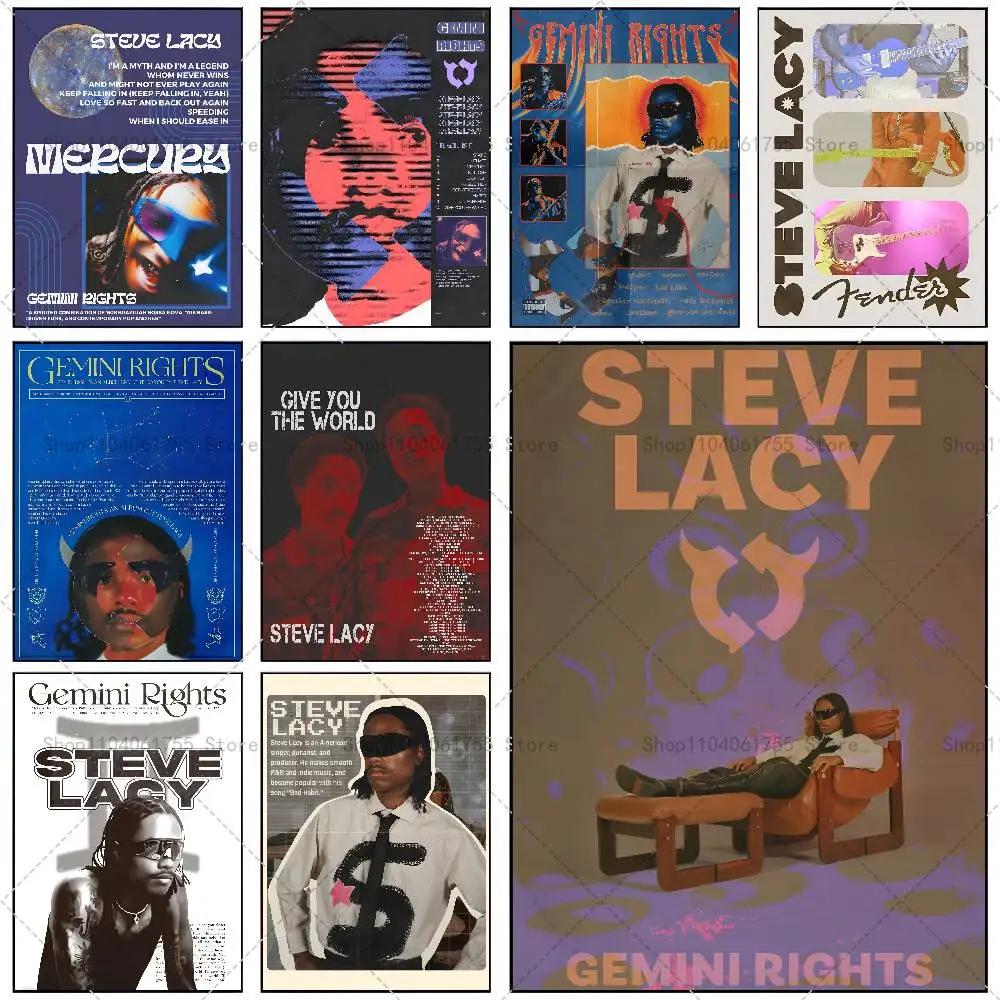 Singer Steve Lacy Music Album Poster Self-adhesive Art Waterproof Paper Sticker Coffee House Bar Room Wall Decor