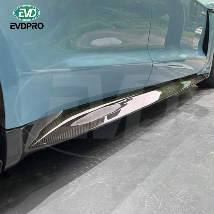 For Porsche Taycan 4S Turbo S 2020-2022 OD Style Dry Carbon Fiber Side Skirts
