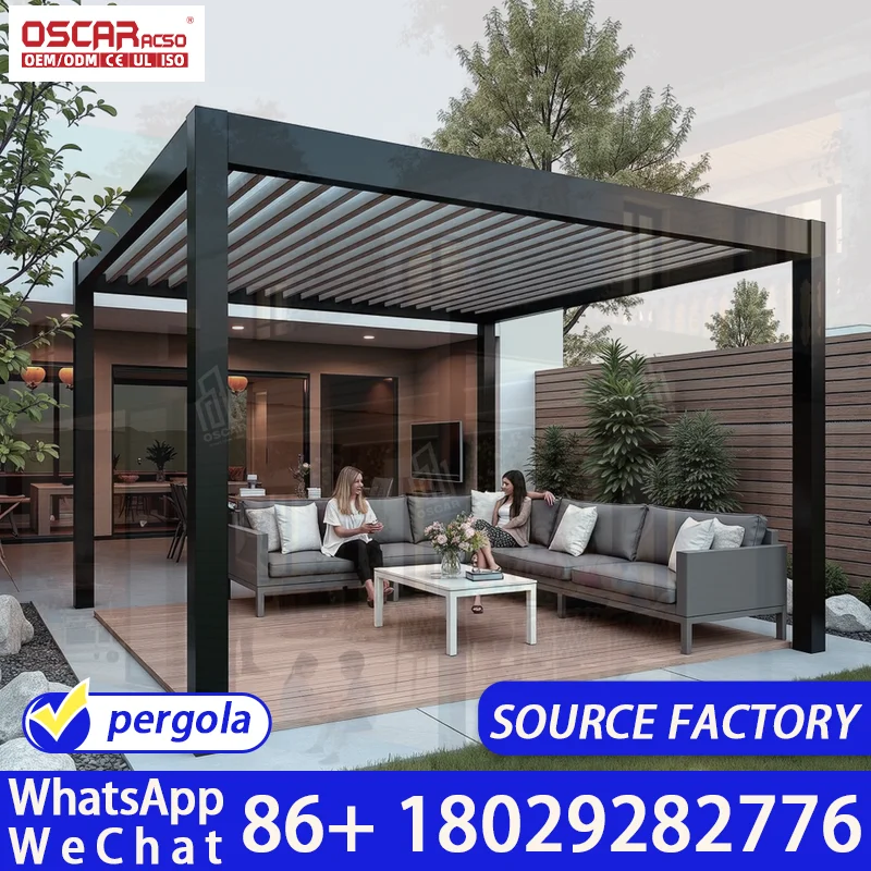 Premium Patio Automatic Exterior Stylish Weatherproof Outdoor Aluminum Retractable Canopy Cover Motorized Pergola Garden Backyar