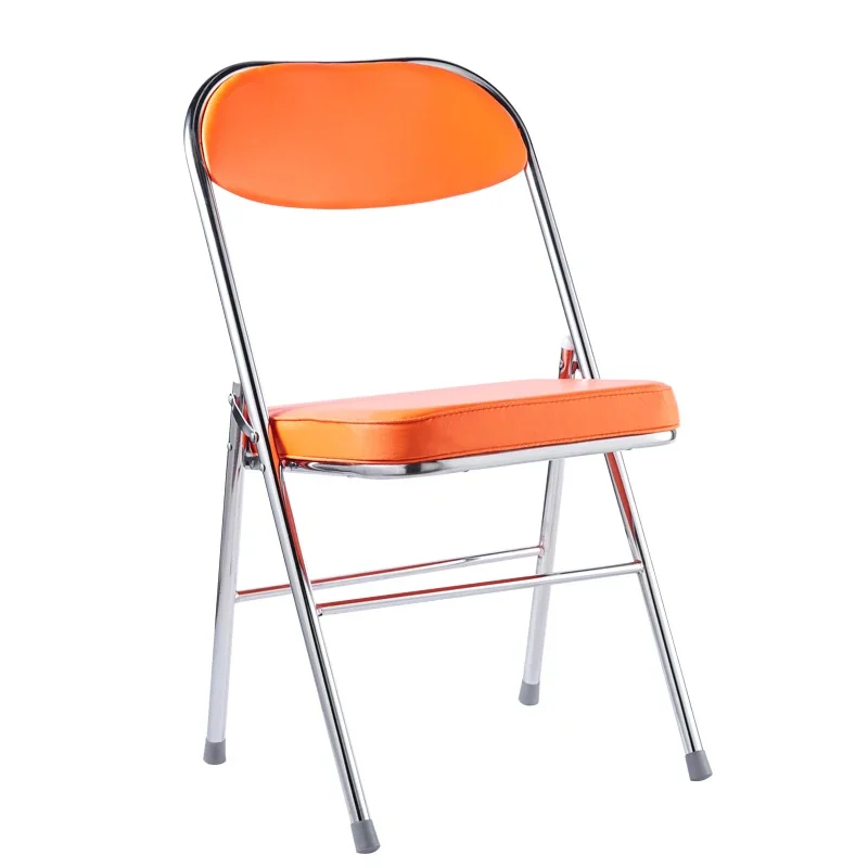 Exquisite Office Chair Conference Chair Electroplating Folding Hotel Food Stall Red Leather Dining  Hot