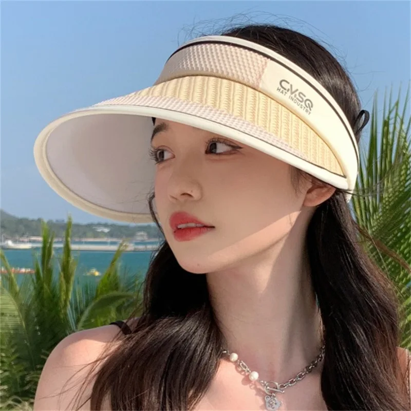 Summer New Sunshade Hat - Korean Style, Fashion Empty Top hat, Anti-UV, Outdoor Large Brim, Face-Covering, Sun Hat,Sunscreen Hat