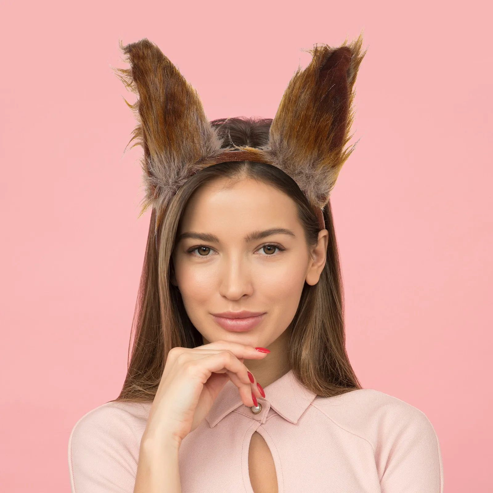 가짜 여우 귀 꼬리 세트 사실적인 동물 머리띠 조절 가능 이상적인 할로윈 코스프레 의상 파티 가짜 여우 귀