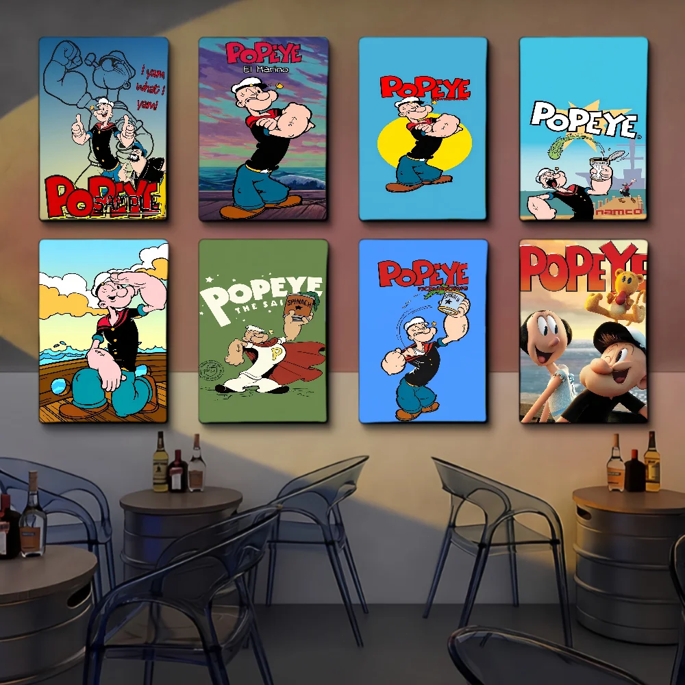 Cartoon P-Popeye Movie Sticky Posters Vintage Room Bar Cafe Decor Nordic Home Decor