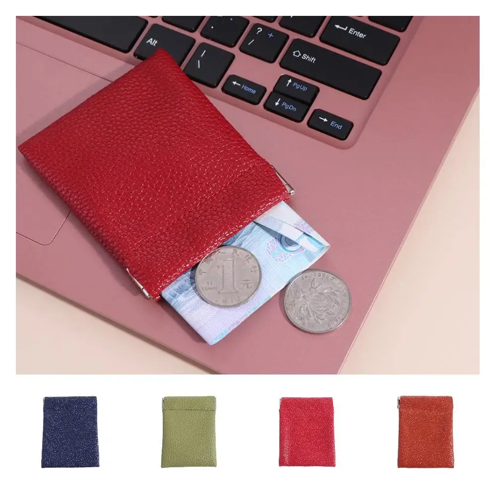 

Self-closing Leather Makeup Coin Purse Large Capacity Waterproof Self-closing Lipstick Bag Korean Style Simple Mini Makeup Bag