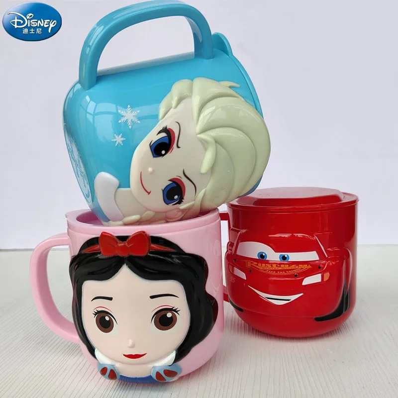 Cartoon Disney Mickey Stitch 260ML tazza per bambini con coperchio tazza per il latte Frozen Elsa 3D tazza per bere a casa tazza per spazzolatura