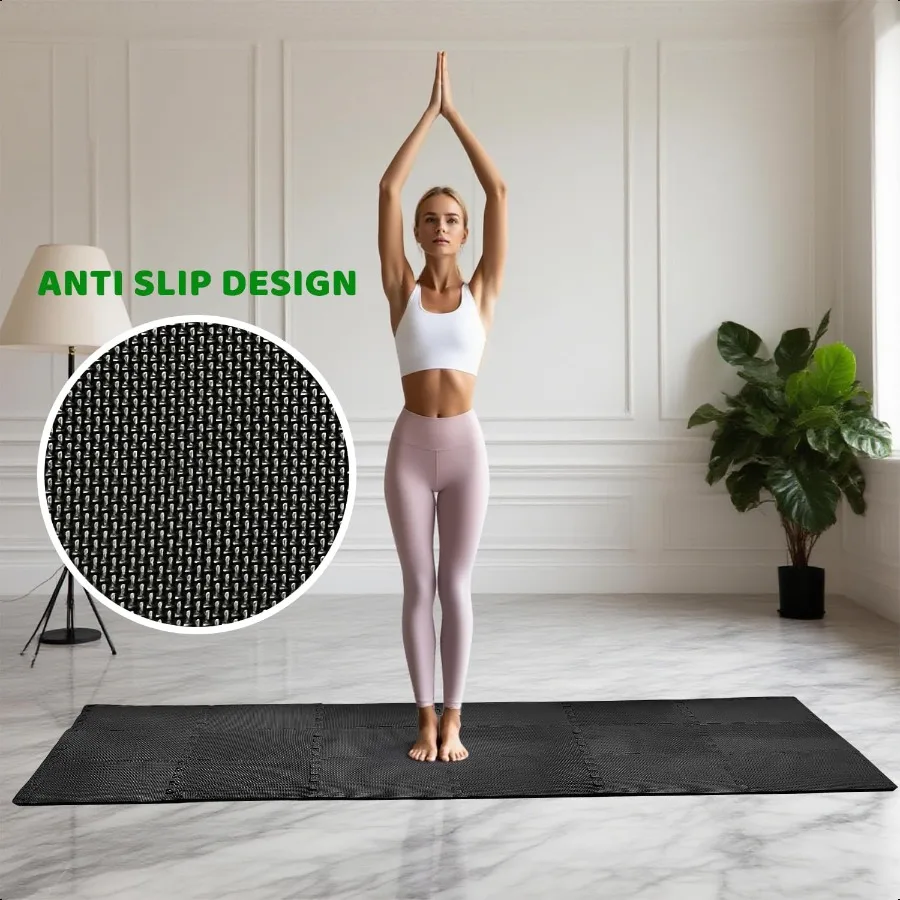 3x6 أقدام الحصير رغوة المتشابكة 18 حزمة 0.47 "(12 مللي متر سميكة الصالة الرياضية الحصير للتدريبات المنزلية ممارسة ولعب بلاط اللغز للمنزل #6