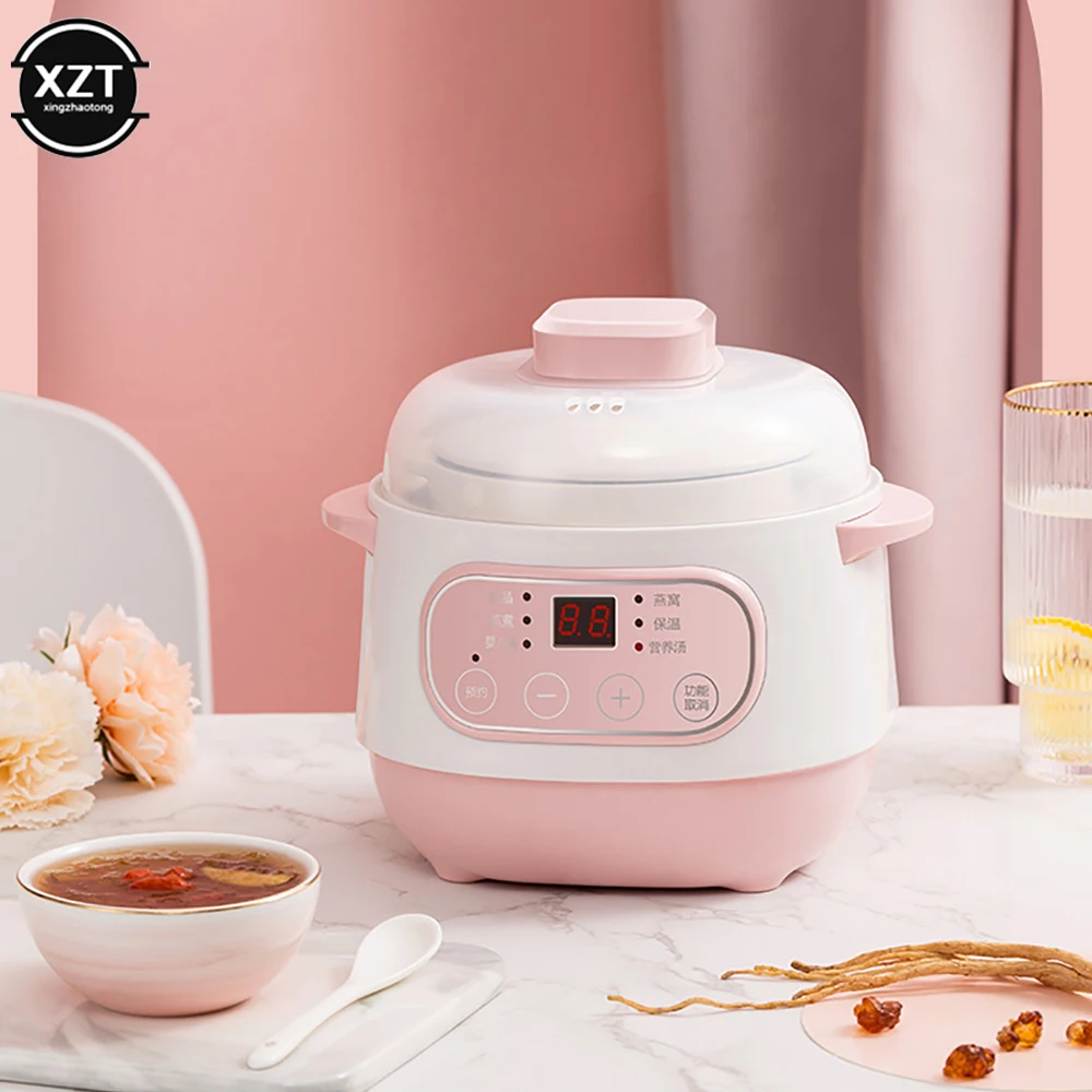 

220V 1L Mini Electric Stewing Pot Ceramic Inner Multi Cooker Household Automatic Electric Slow Stewer