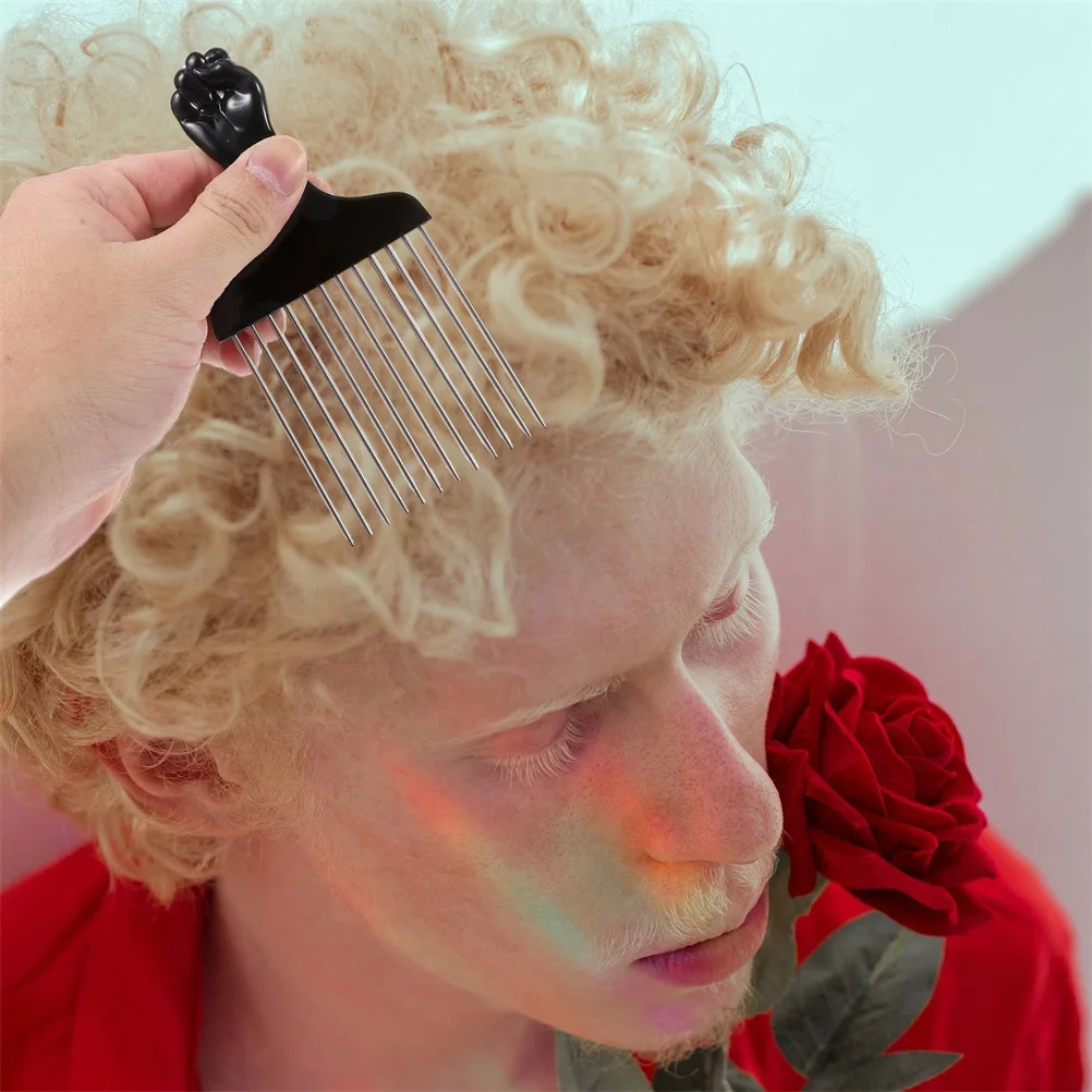 

6 шт., афро-расчески с металлическими зубцами, прочная стальная игла для парикмахерских, портативные компактные инструменты для волос для мужчин