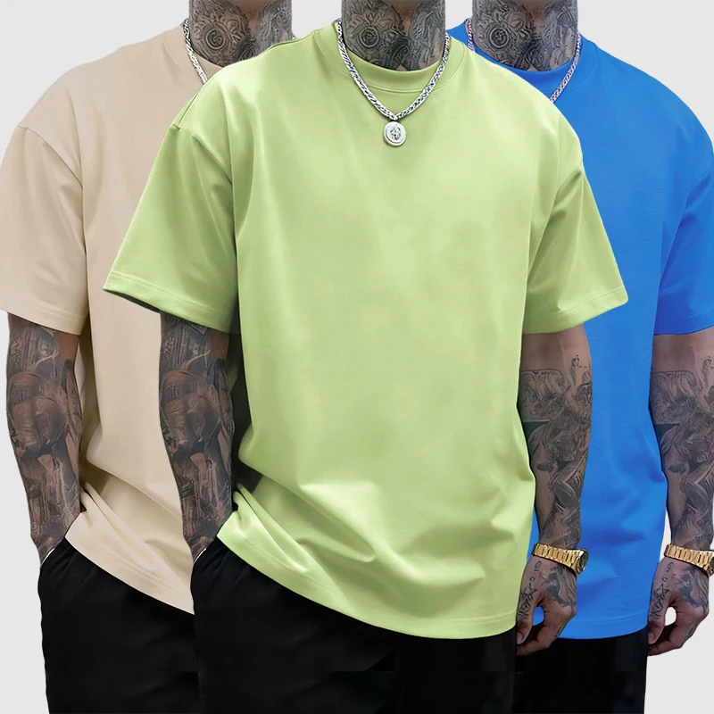 Sommermode-T-Shirts für Herren, Baumwolle, atmungsaktiv, kurzärmelig, High Street, weiche Kleidung, einfaches Strand-T-Shirt, lässig, locker, Streetwear