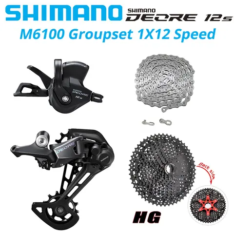 Compre 2 unidades para obter 1% de desconto Shimano deore m6100 1x12 velocidade desviadores groupset 12 velocidade direita alavanca de mudança passador cn corrente rd sol cassete 46t 50t 52t