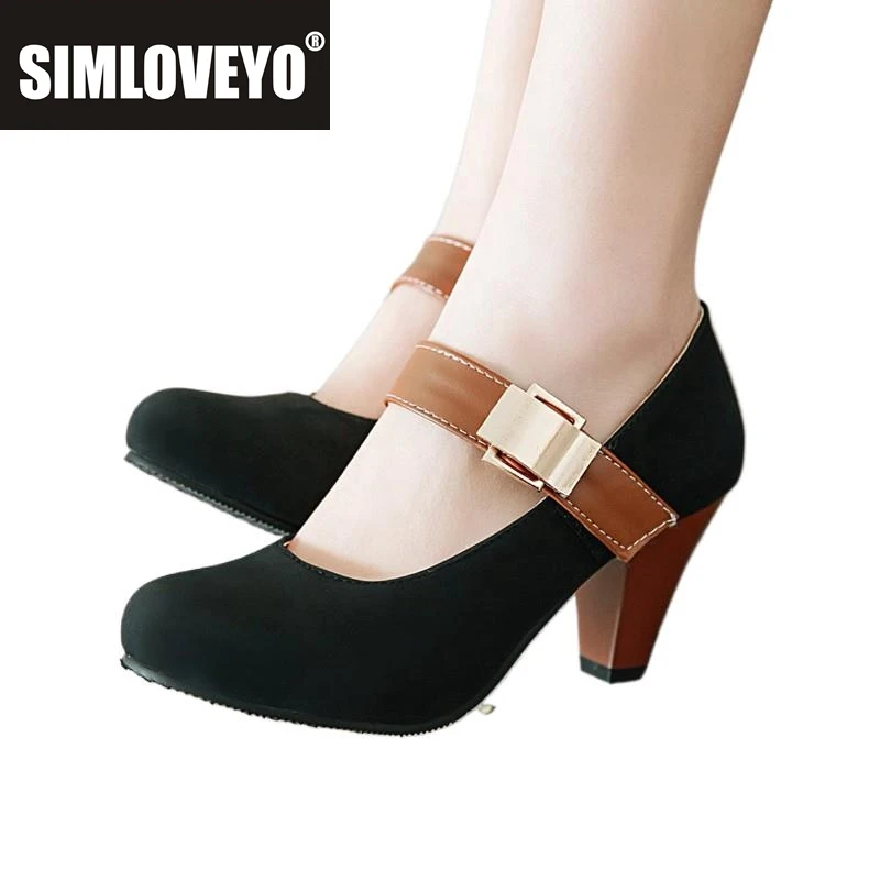 

SIMLOVEYO/женские туфли-лодочки на высоком каблуке Janes, каблук с шипами 7,5 см, разноцветные туфли из флока с круглым носком, большой размер 34-48 A1969