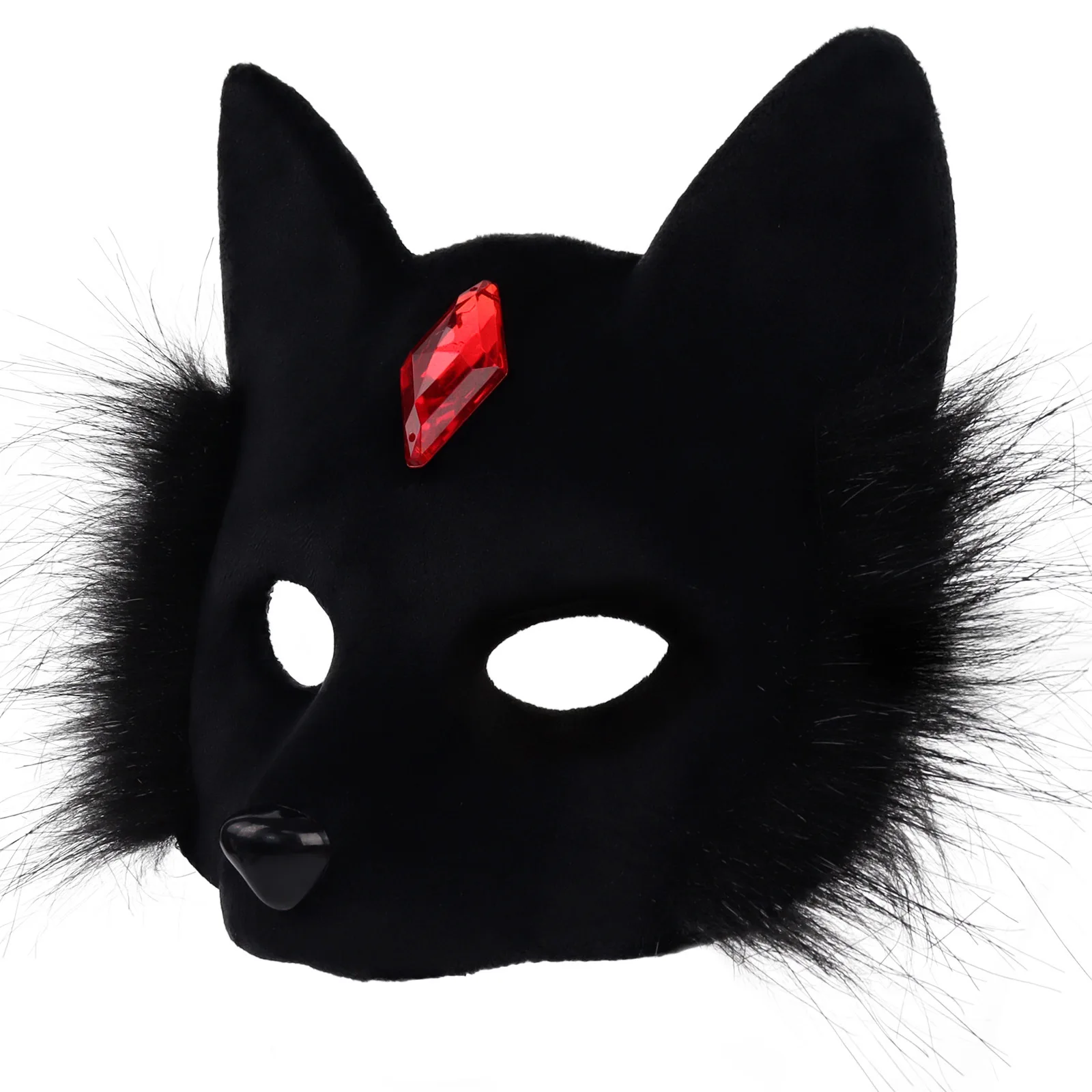 Women Animal Fox Half Face Mask Cosply Beast Plush Masks Halloween Carnival Dress Up Party Costume Props