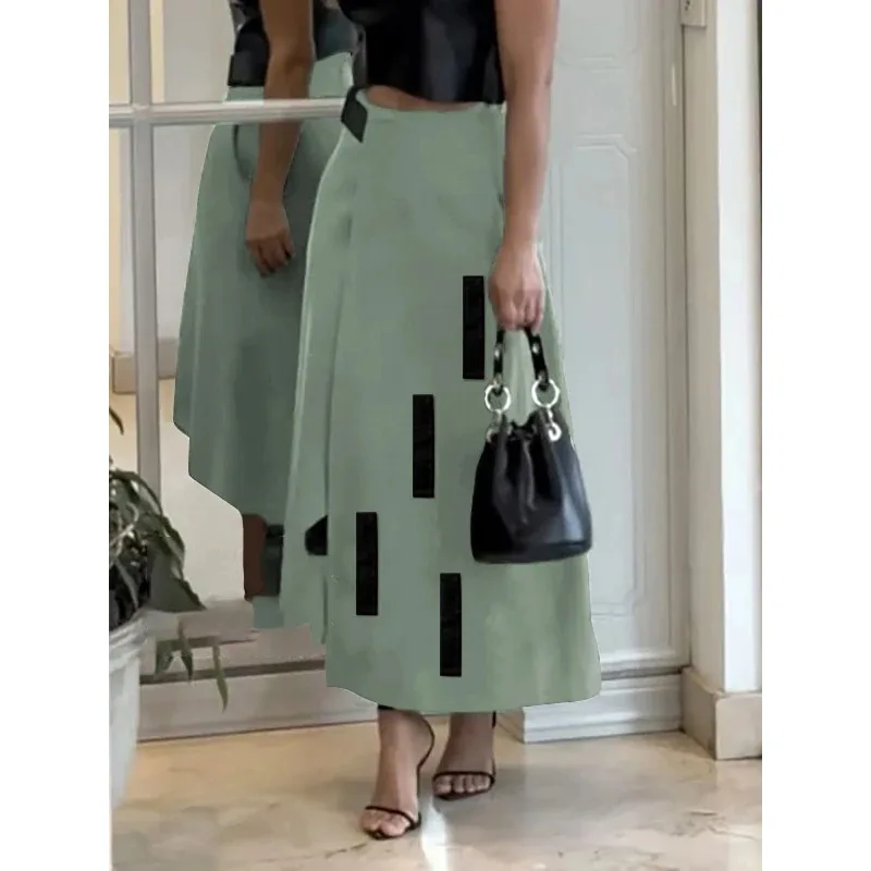 

Tinaa Irregular Spliced Plus Size Womens Skirts 2025 100%cotton Office Lady Straight Elastic Waist Skirt Female Clothing 180108