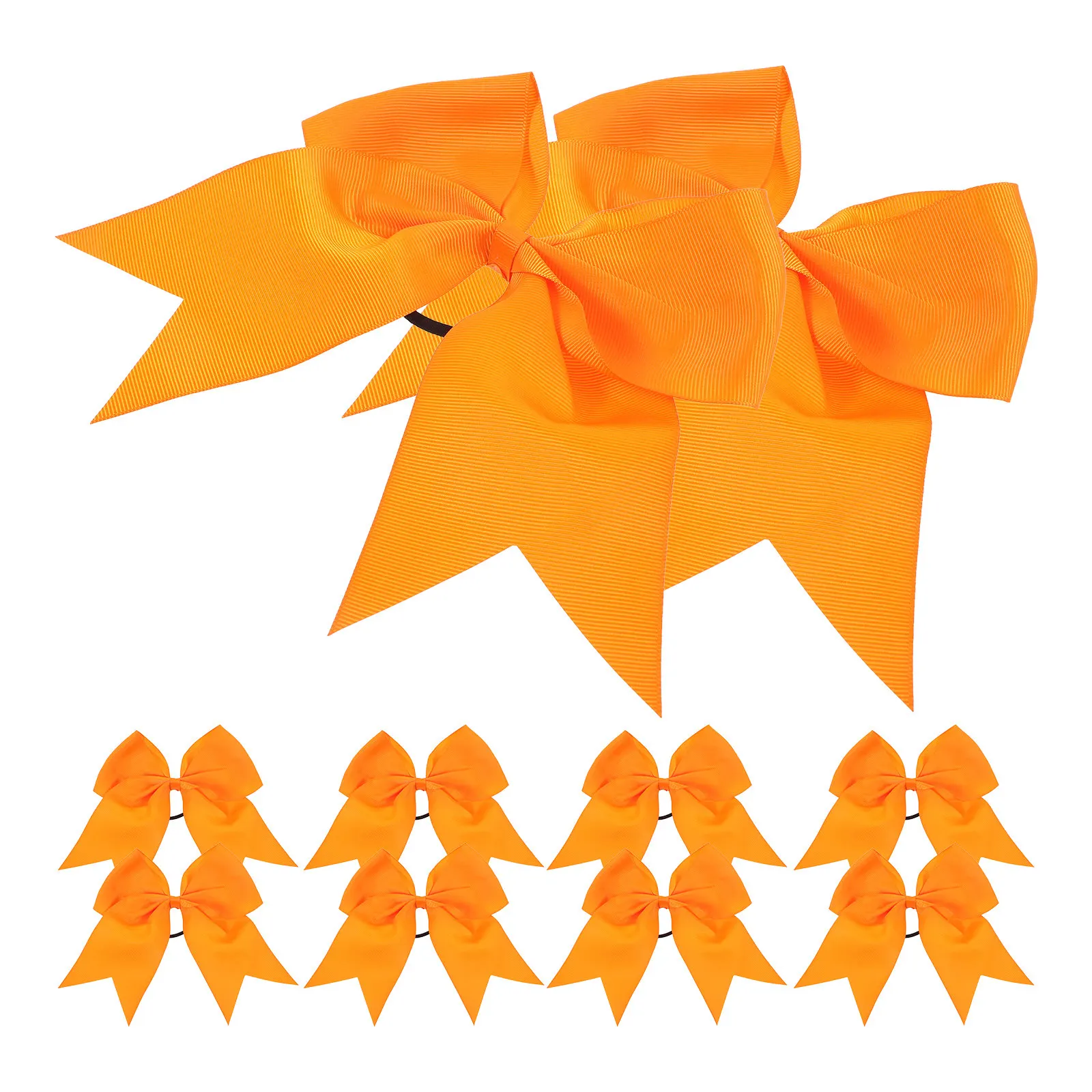 10Pcs Cloth Bowknot Hair Ties for Orange Cheer Bow Hair Scrunchies Holiday Hairstyling Accessory Decorative Cheerleader