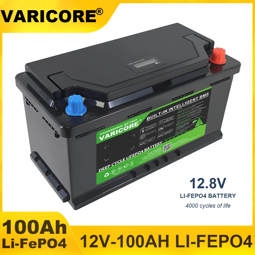 

VariCore 12V/12.8v 100AH LiFePO4 Battery pack 4string BMS Max 300A 6000Cycles for Car lighter Inverter 14.6V Batteries Tax Free