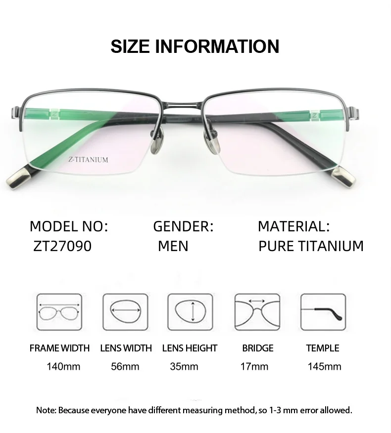 ELECCION Prescription Glasses Ultra Light Pure Titanium  Optical Eyewear Frame Men Women Glasses Myopia Minus Lens Photochromic