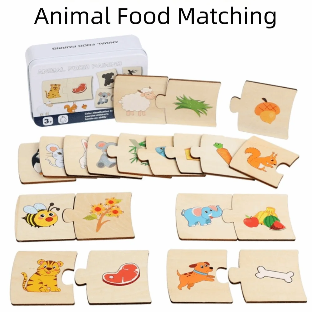 Thicken Wooden Puzzle Multifunction Paired Wooden Number Matching Digital Pattern Cartoon Animal Design Logical Thinking Game