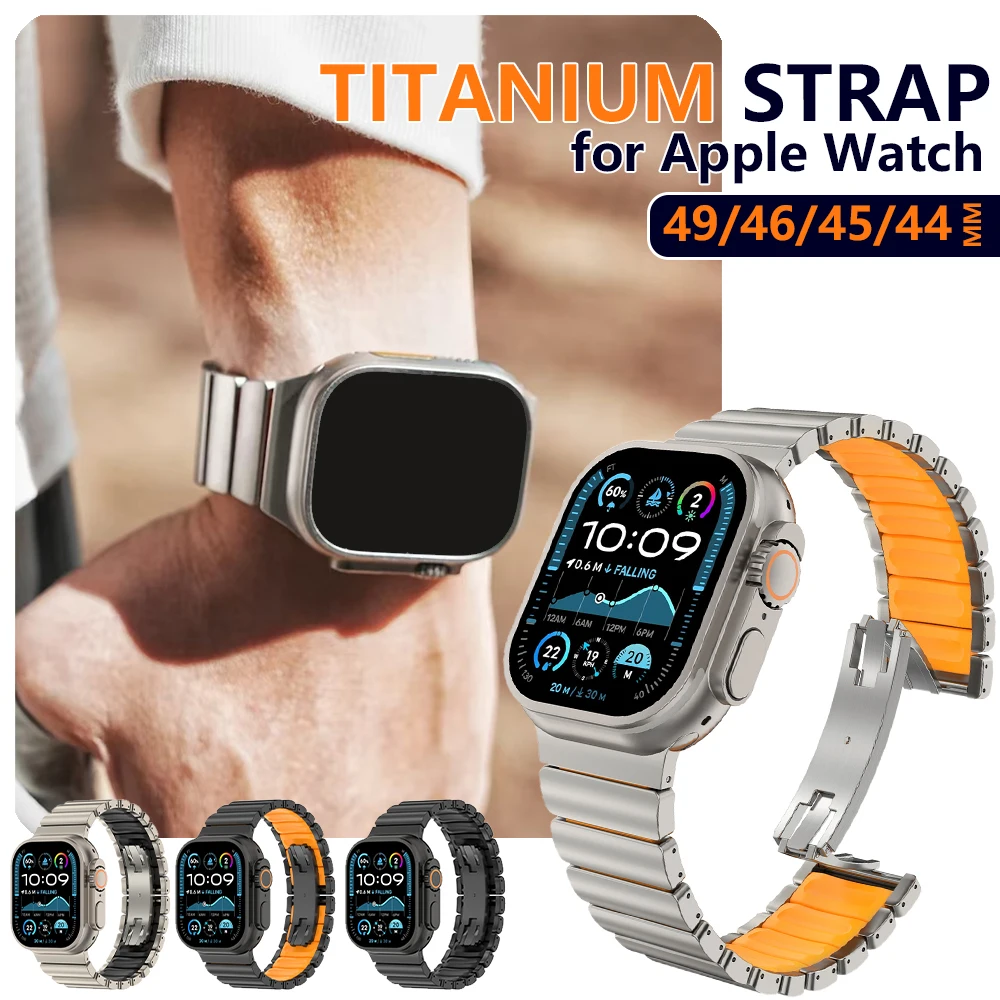 

Мужской титановый ремешок для Apple Watch Ultra 3 2 1 49 мм серии 11 10 46 мм 9 8 7 45 мм 6 5 4 SE3 44 мм Роскошный титановый металлический ремешок