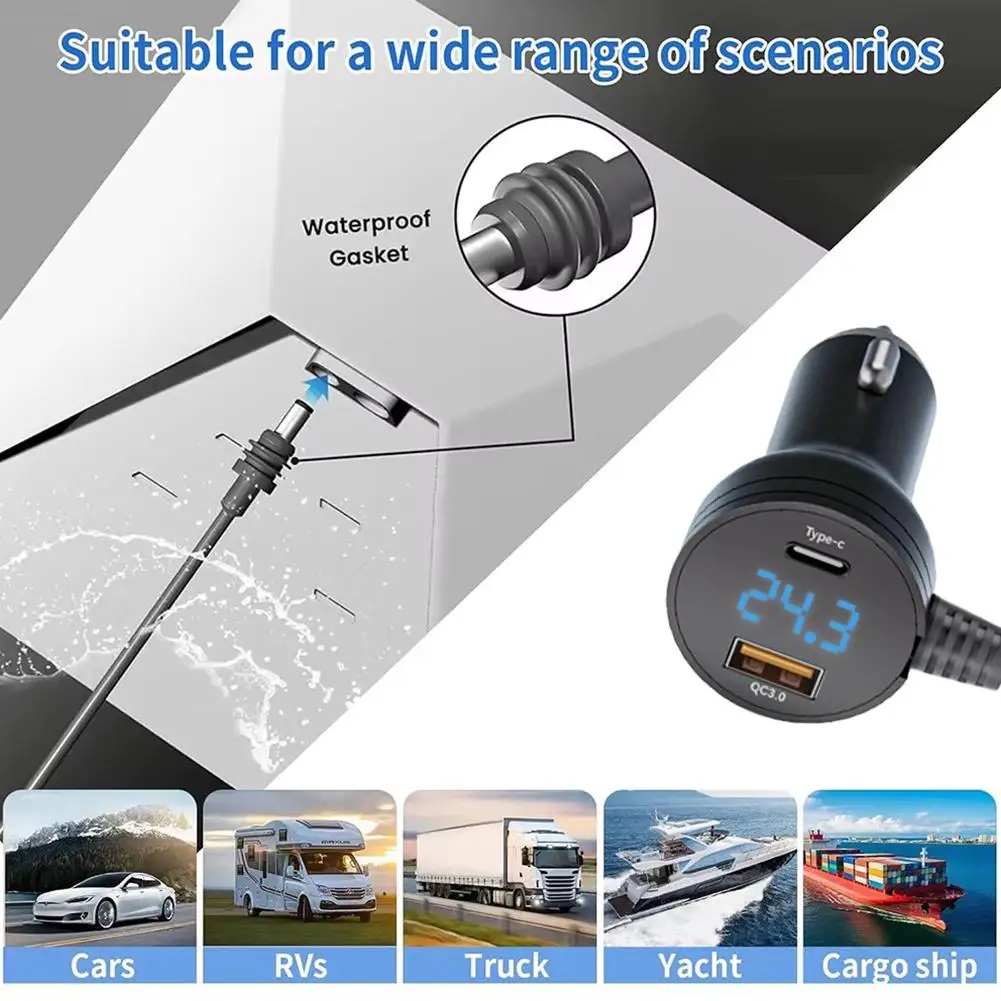 شاشة ديجيتال 3 متر لـ StarLink Mini 4 Generation شحن السيارة الرقمية إلى سلك طاقة تيار مستمر محول سيارة متعدد الوظائف 2025 J0Z8 #1