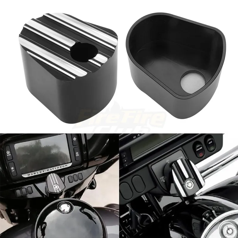 Motorcycle Aluminum Black Ignition Switch Cover For Harley Touring Electra Glide Street Glide FLTR FLHX FLH/T 2007-2013