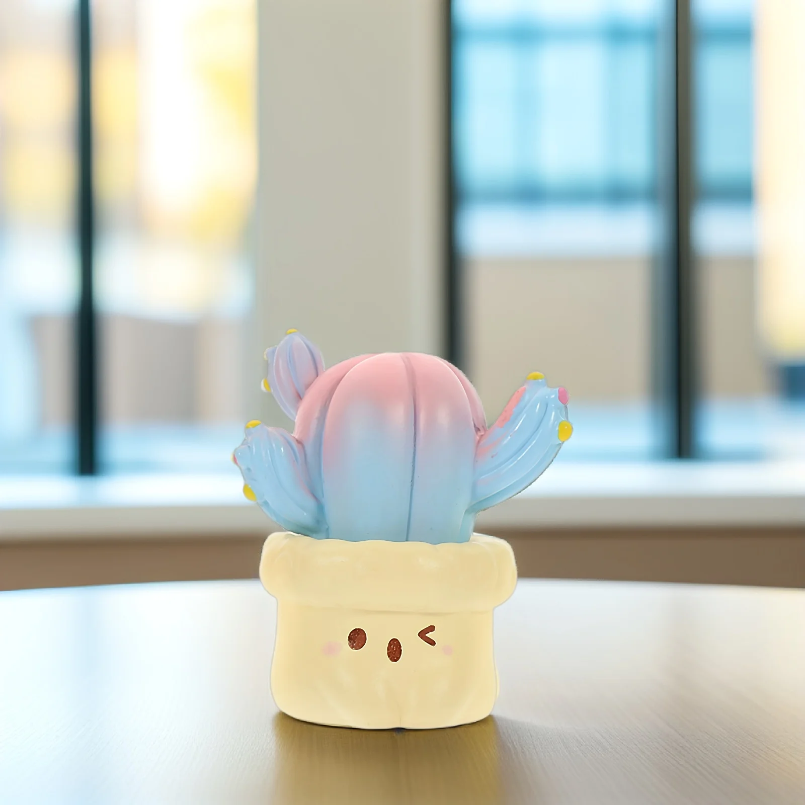 

8pcs Mini Resin Potted Cactus Figurines Artificial Plants for Desktop Home Office Indoor Decor Small Succulent Bonsai Ornament
