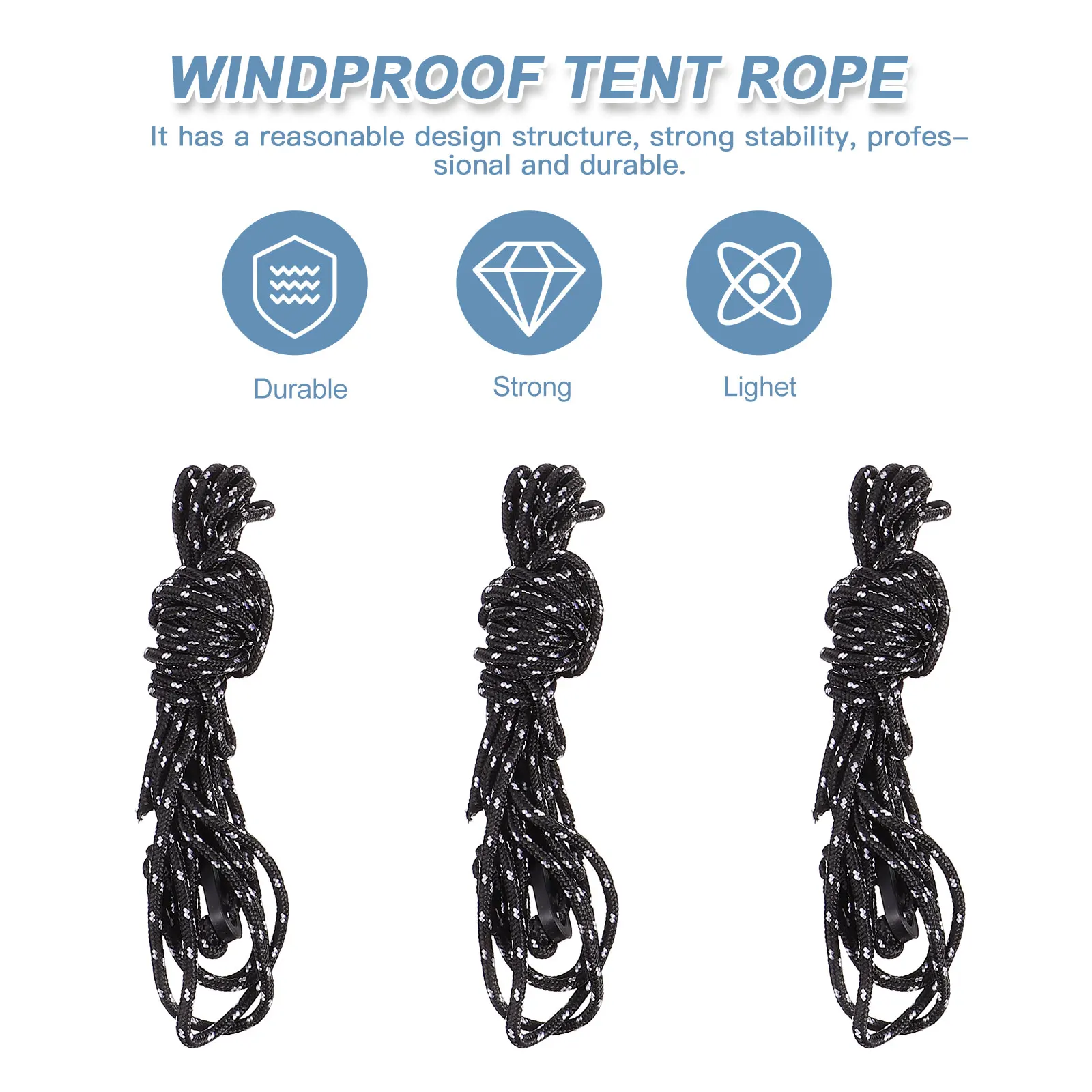 

5pcs Windproof Tent With Buckle Durable Nylon Strapping For Outdoor Camping Fixing Ground Stabilizer Multifunctional Rope For