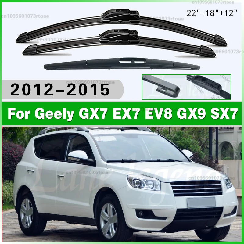 22"+18"+12" Front- und Heckwischer, Windschutzscheibenwischerblatt, Gummi-Zubehör für Geely GX7 EX7 EV8 GX9 SX7 2012 - 2015 Auto