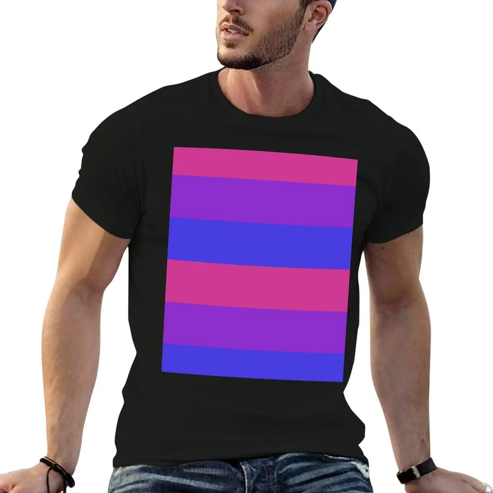 

Fashion Art - 1027 (Bisexual Pride Flag - Flt) T-Shirt t shirts for man graphic funny t shirts cotton 100% T-Shirt