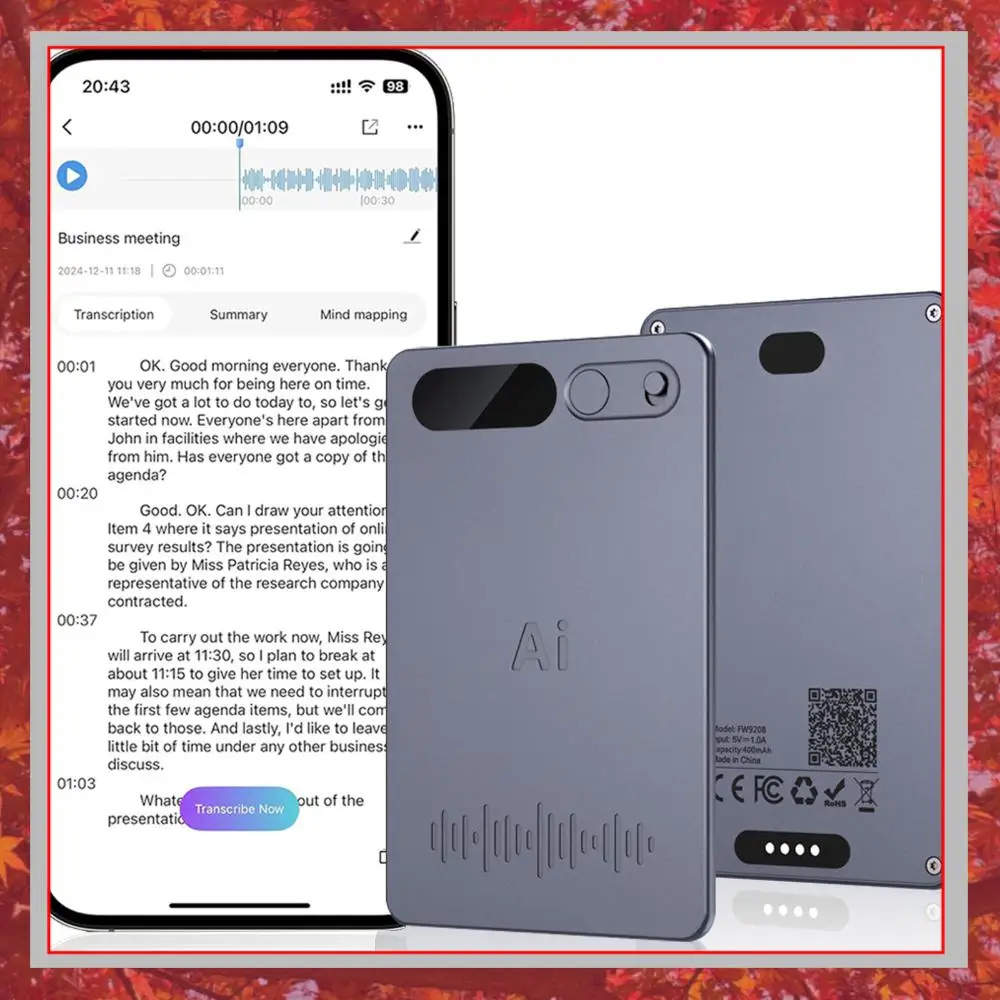 

Mini Voice Recorder AI Voice To Text Smart Digital Audio Recorder With Smartphone Connection HD Noise Reduction For Interview