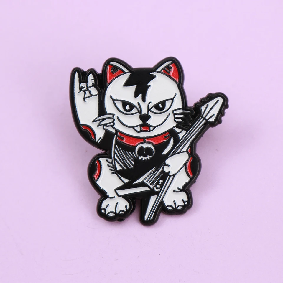 dessin-anime-punk-chat-email-metal-epinglettes-broches-badges-sac-a-dos-vetements-accessoires-vente-en-gros-bijoux-cadeau-pour-enfants-amis