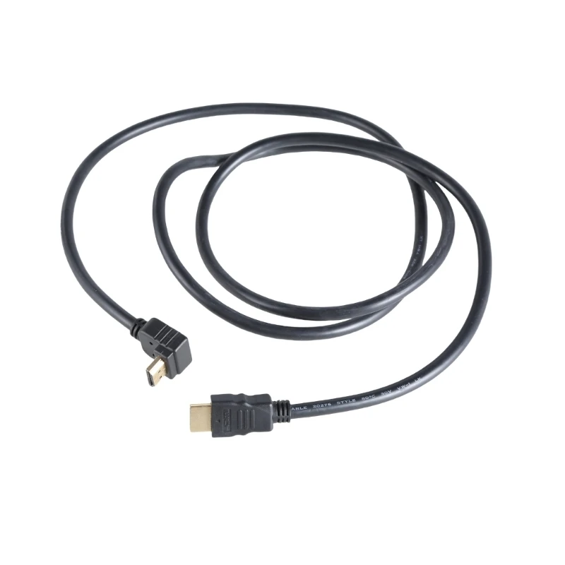 HDMIcompatible Fast Speed Video Wire, HDMIcompatible Male to Male Cable 1.5m with 90 Degree Bend for Desktops and Laptops