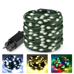 24V LED-kerstverlichting Groene draad Lederen kerstverlichting String 50M 100M Waterdicht Buiten Tuinfeest Bruiloft Garland Decor J