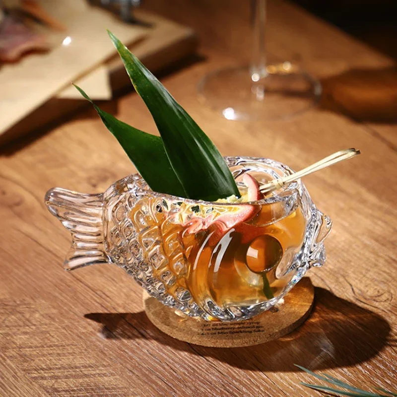 Creative Pufferfish Shape Cocktail Glass Cup Personalized Fish High Foot Champagne Cups Hotels Molecular Cocktail Glasses Cup