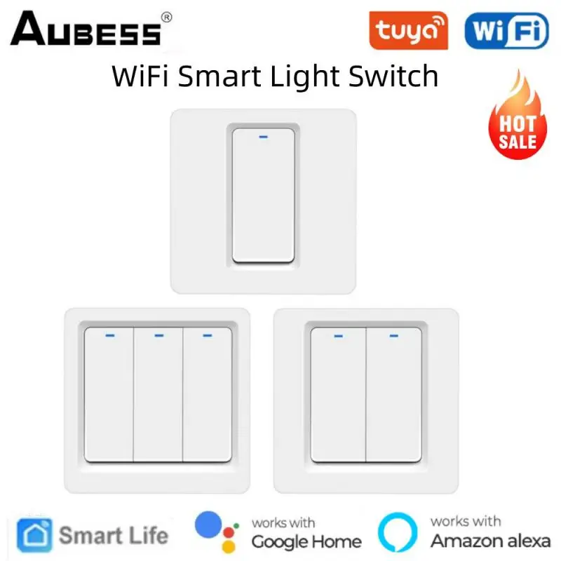 Tuya WiFi Smart Light Switch Smart Home Neutral Wire Required Timing Smart Life App Remote Control Works With Alexa Google Home