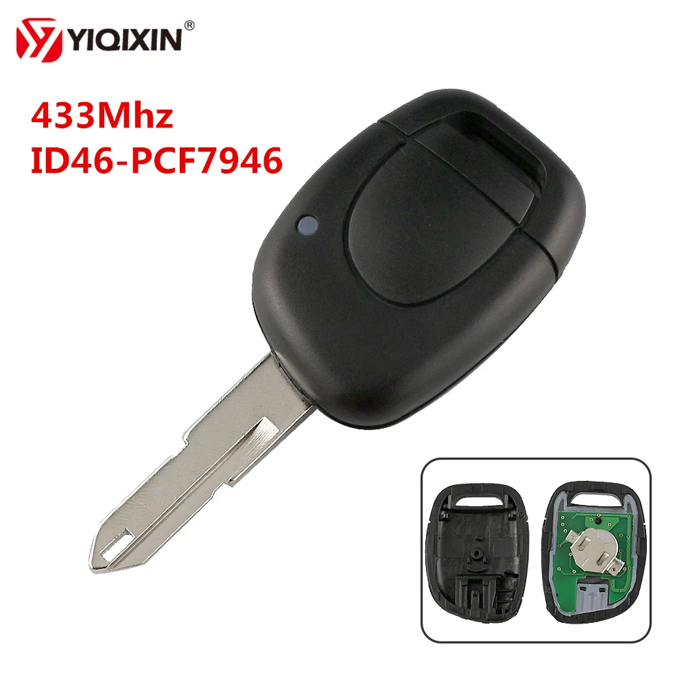 

YIQIXIN 1 Button Remote Car Key 433Mhz ID46 PCF7946 Chip Fit For Renault Master Kangoo Clio Twingo With NE72/206 Blade