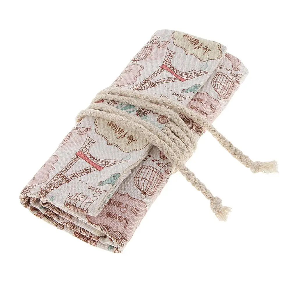 Bolsa de lápices de lona con 36 agujeros, estuche para bolígrafos, almacenamiento de pinceles de pintura